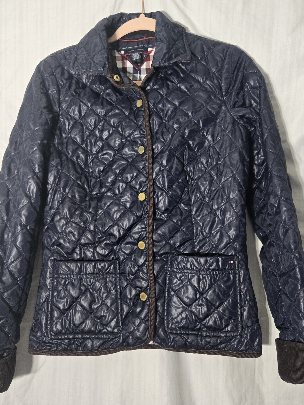 Tommy Hilfiger Diamond Quilted Barn/Equestrian Riding Jacket 2012 Blue/brown XS